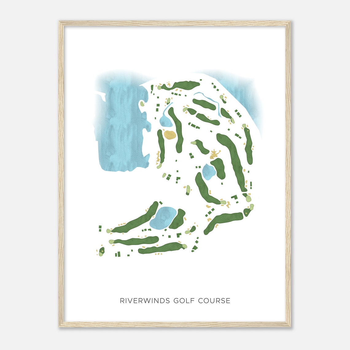 Riverwinds Golf Course New Jersey Modern Watercolor Map Poster