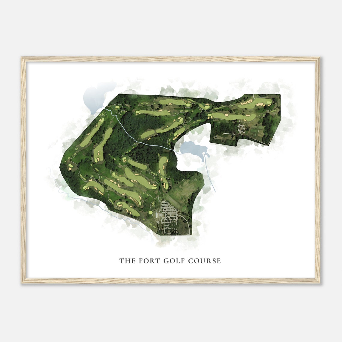 The Fort Golf Course Classic Watercolor Aerial Layout Map Poster - Image 2