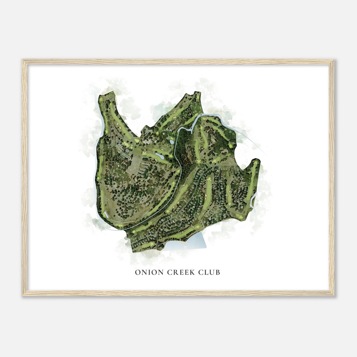 Onion Creek Club Classic Aerial Watercolor Golf Course Poster - Image 2