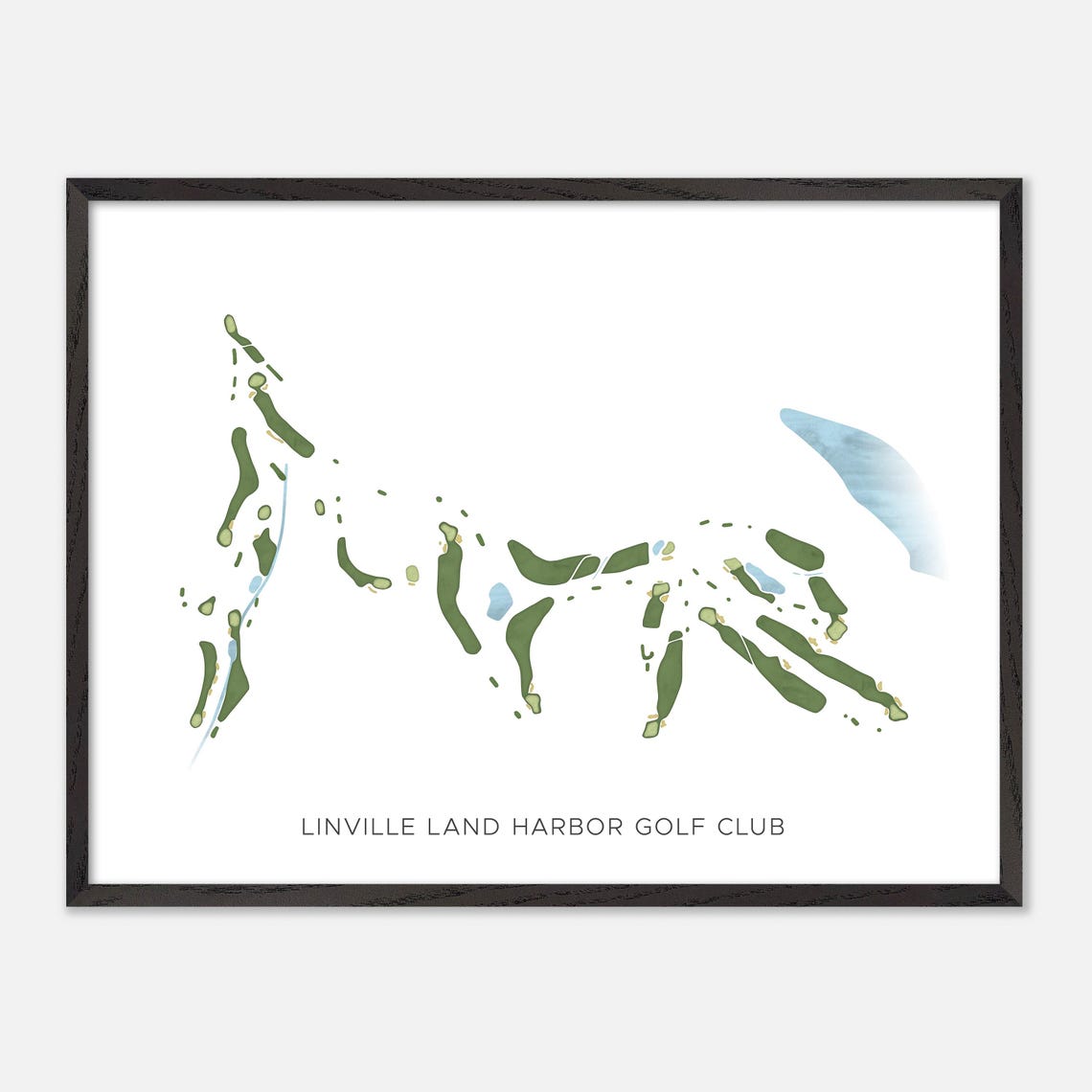 Linville Land Harbor Golf Club Minimal Watercolor Course Map Poster - Image 5