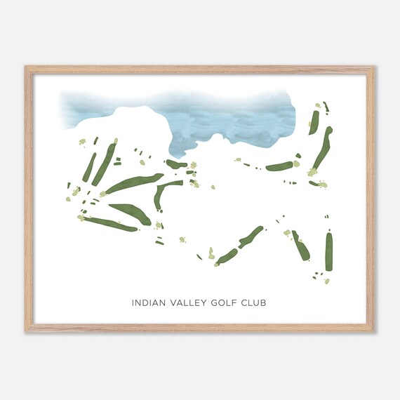 Indian Valley Golf Club Watercolor Fairway Map Lake Detail Poster