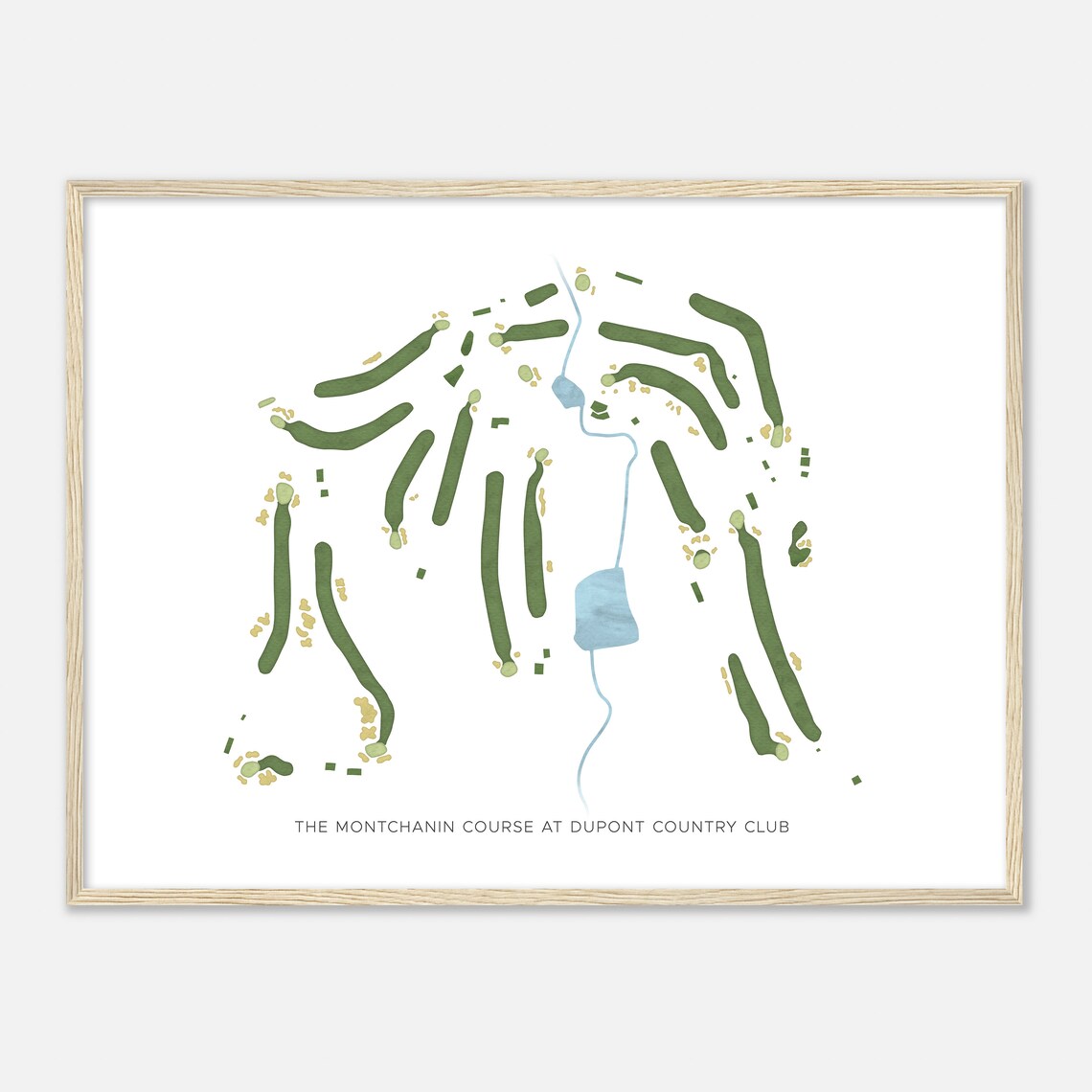 The Montchanin Course at Dupont Country Club Delaware Modern Watercolor Golf Map Poster