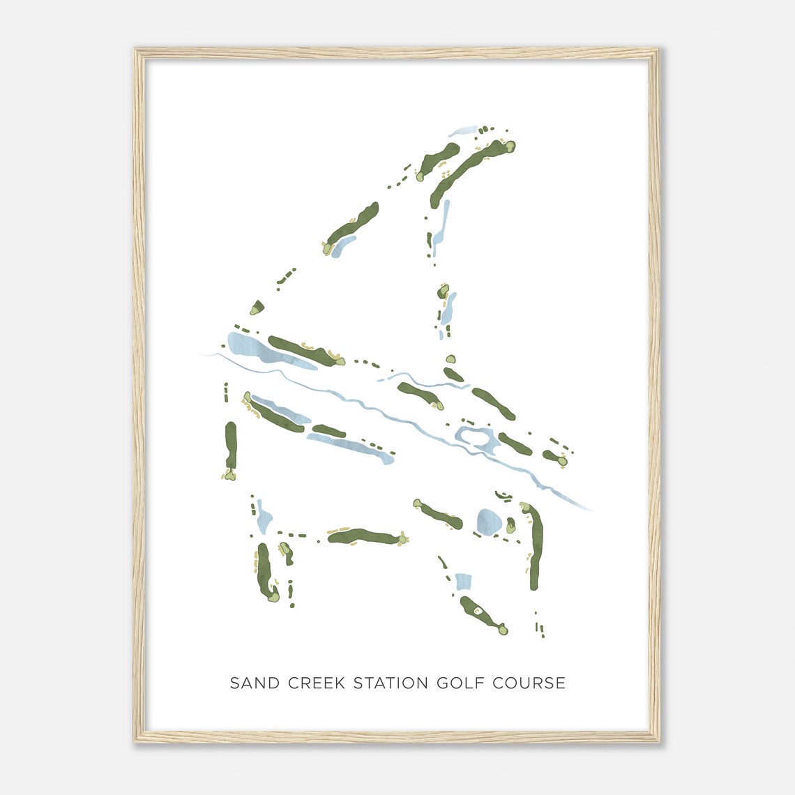 Sand Creek Station Golf Course Kansas Modern Watercolor Map Golfer Gift Golf Wall Art Golf Poster Print Course Layout