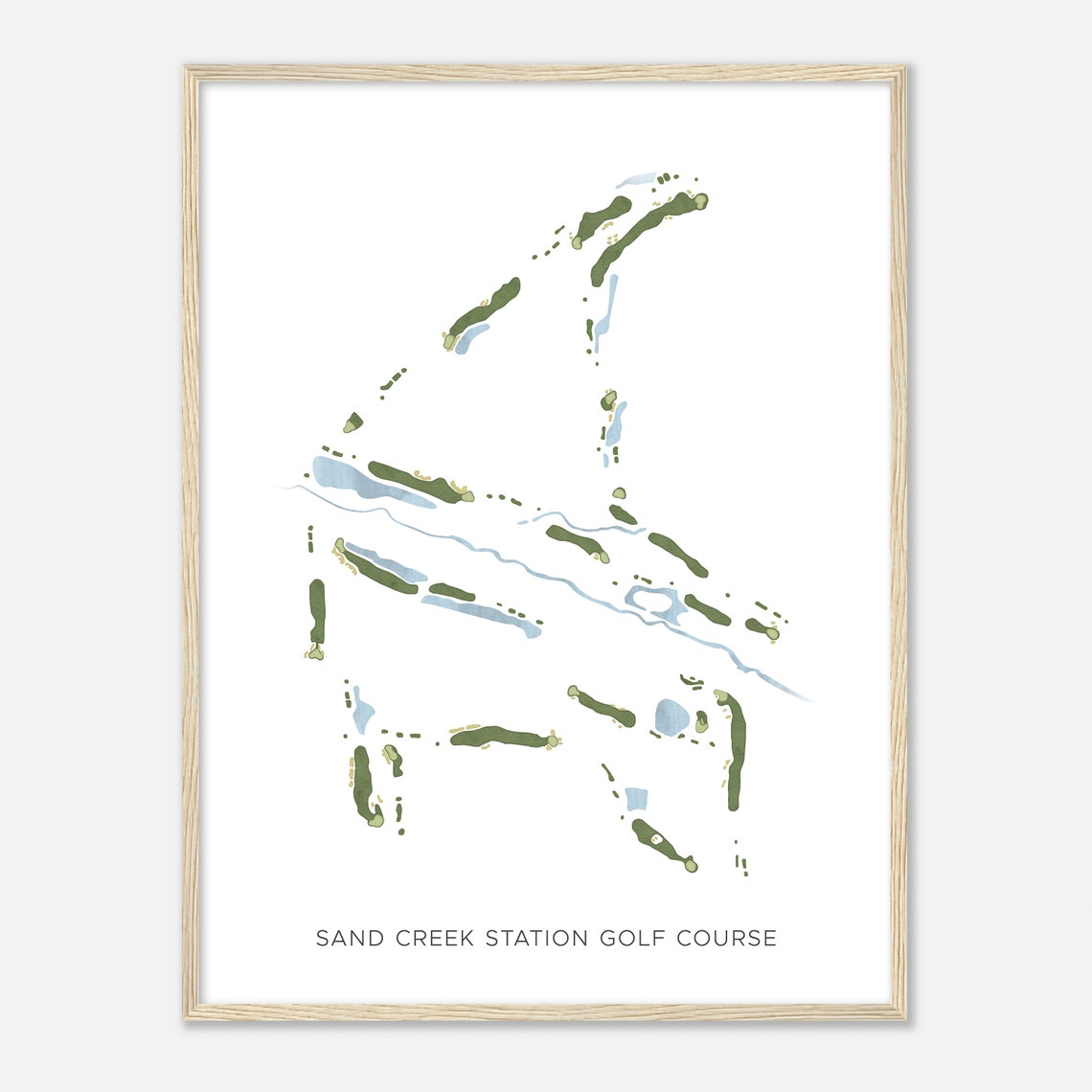 Sand Creek Station Golf Course Watercolor Minimalist Map Poster
