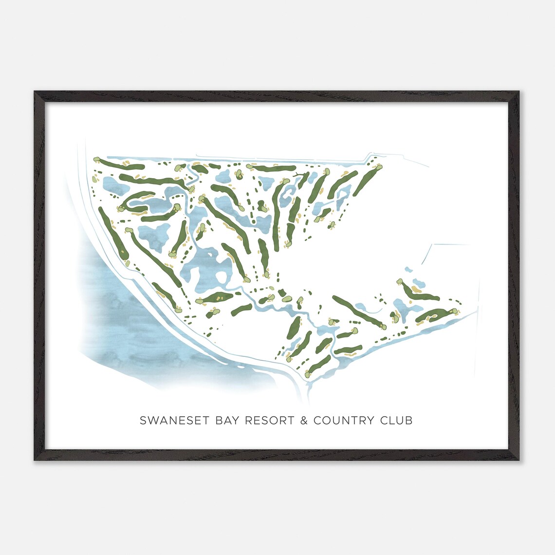 Swaneset Bay Resort & Country Club Pitt Meadows Canada Modern Watercolor Golf Map Poster - Image 4