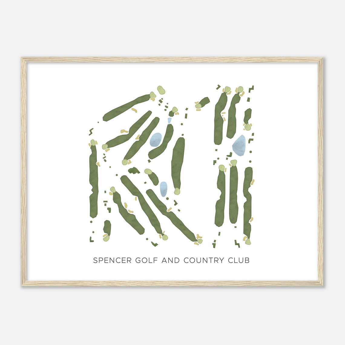 Spencer Golf and Country Club Minimalist Modern Watercolor Map Poster