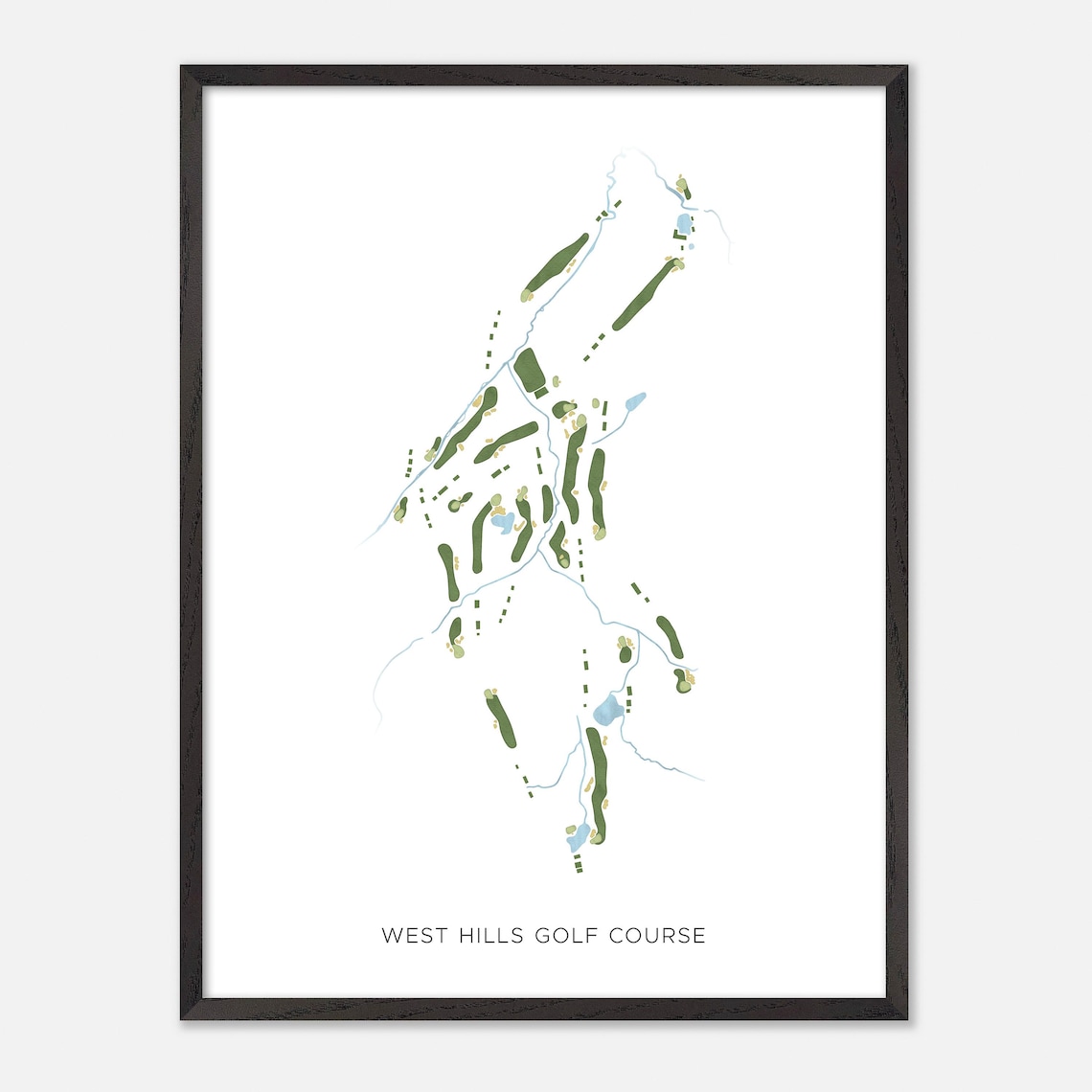 West Hills Golf Course Fredericton Canada Modern Watercolor Golf Map Poster - Image 2
