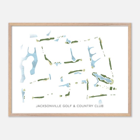Jacksonville Golf Country Club In Jacksonville Florida Modern Watercolor Map Golfer Gift Golf Wall Art Golf Poster Print