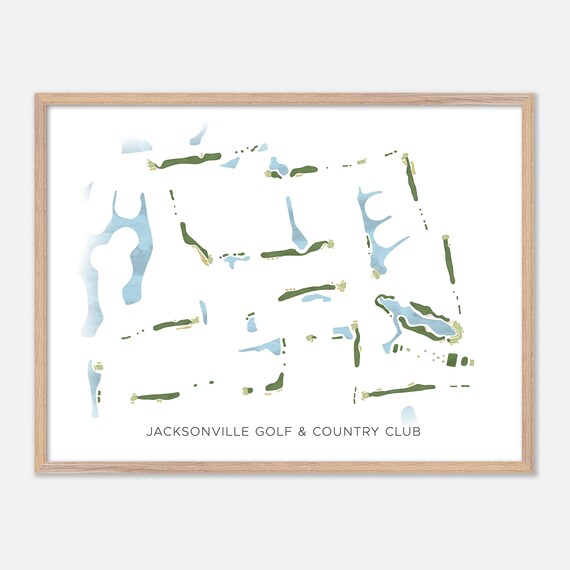 Jacksonville Golf Country Club Modern Watercolor Course Map Poster