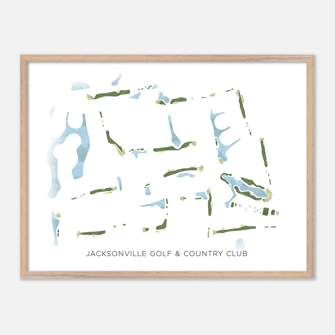 Jacksonville Golf Country Club Modern Watercolor Course Map Poster