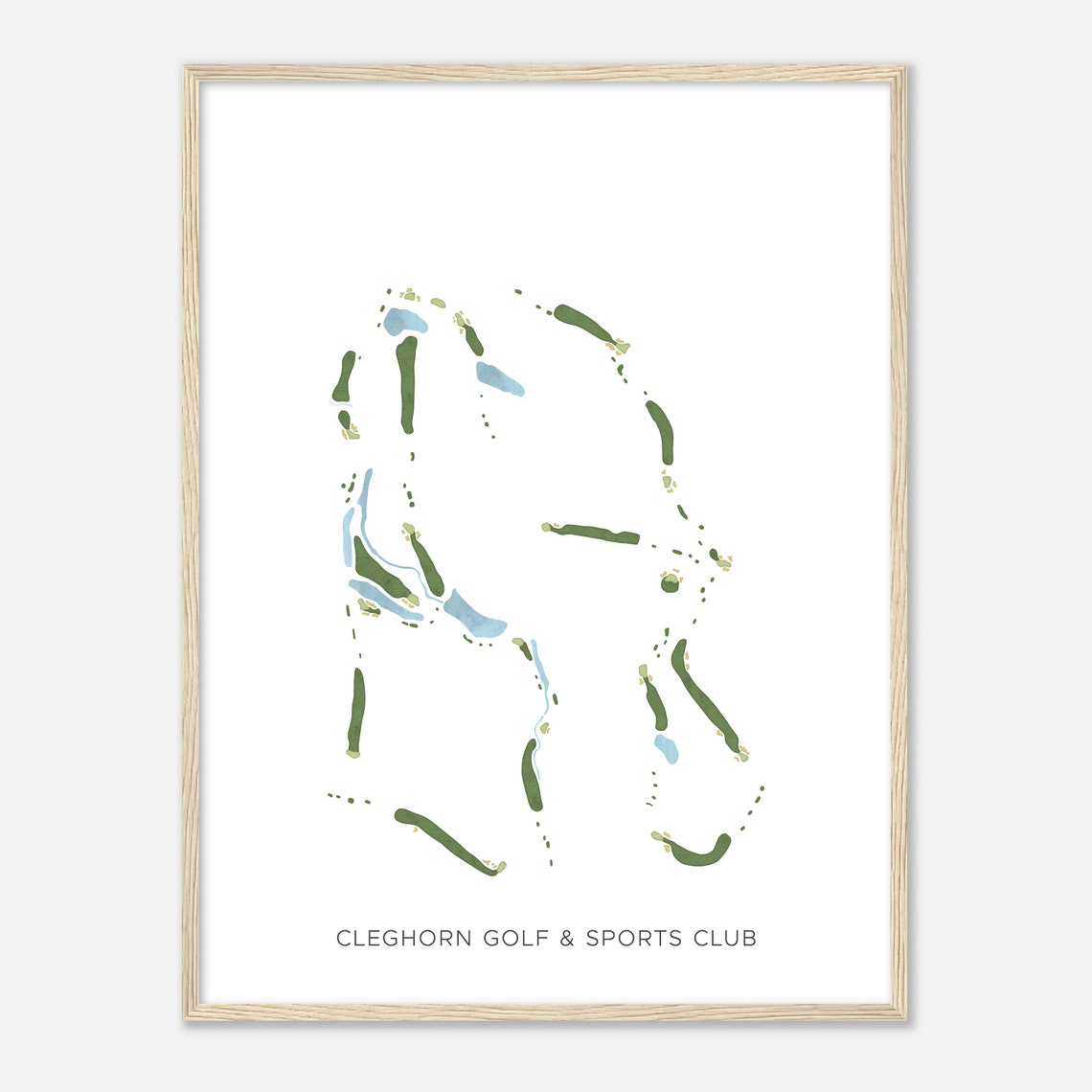 Cleghorn Golf & Sports Club Modern Watercolor Golf Course Map Poster
