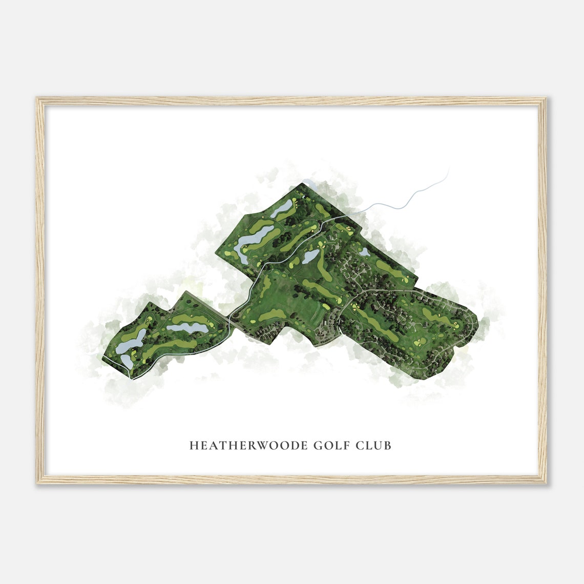 Heatherwoode Golf Club Ohio Classic Aerial Watercolor Map Poster - Image 2