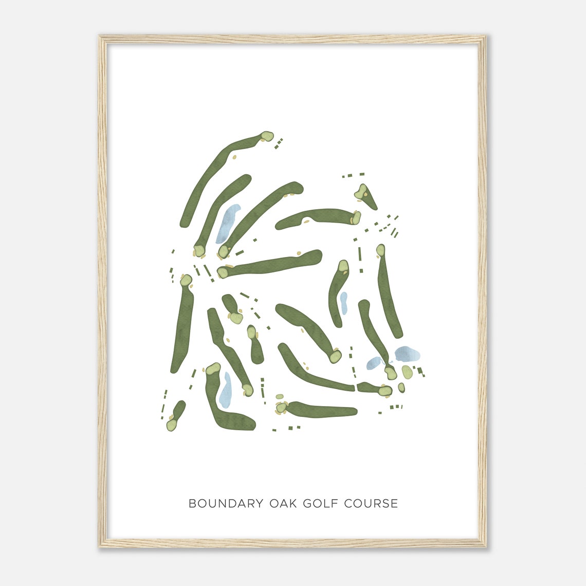 Boundary Oak Golf Course Minimalist Watercolor Map Poster Art - Image 2