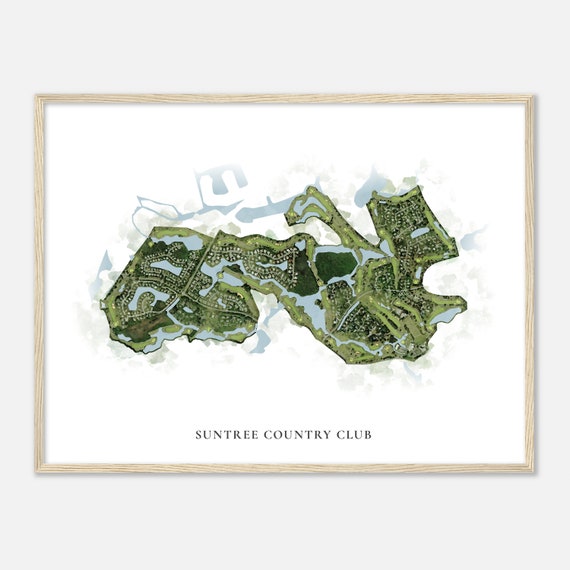 Suntree Country Club Florida Classic Watercolor Map Golfer Gift Golf Wall Art Golf Poster Print Course Layout