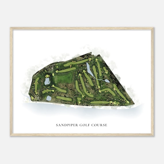 Sandpiper Golf Course California Classic Watercolor Map Golfer Gift Golf Wall Art Golf Poster Print Course Layout