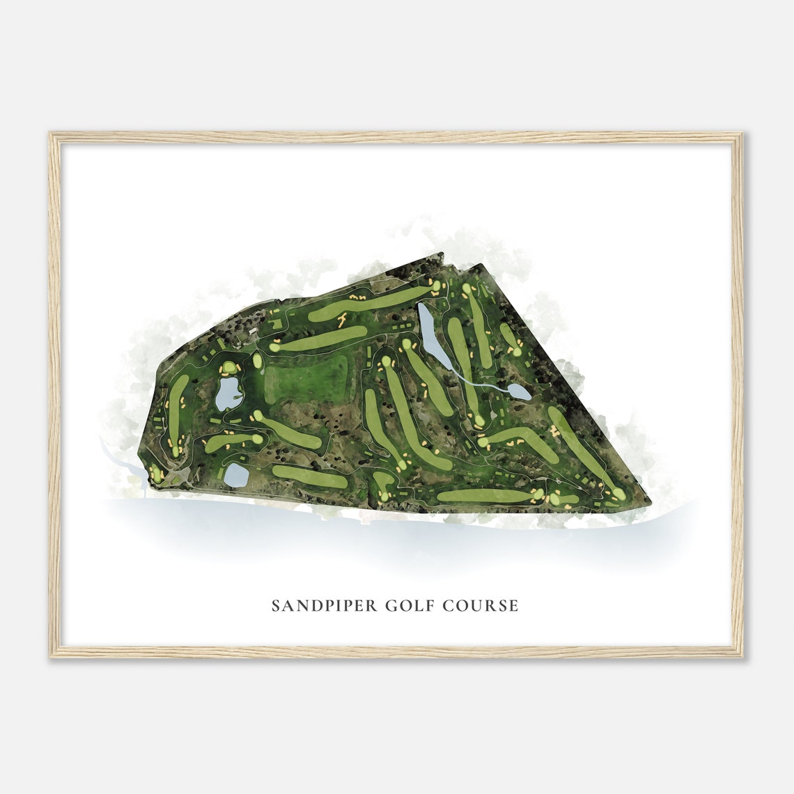 Sandpiper Golf Course Classic Watercolor Coastal Map Golfer Poster