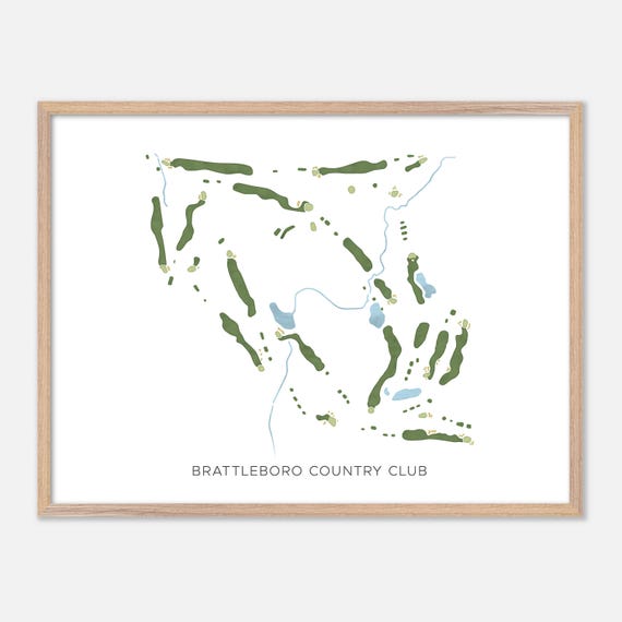 Brattleboro Country Club In Brattleboro Vermont Modern Watercolor Map Golfer Gift Golf Wall Art Golf Poster Print Course Layout