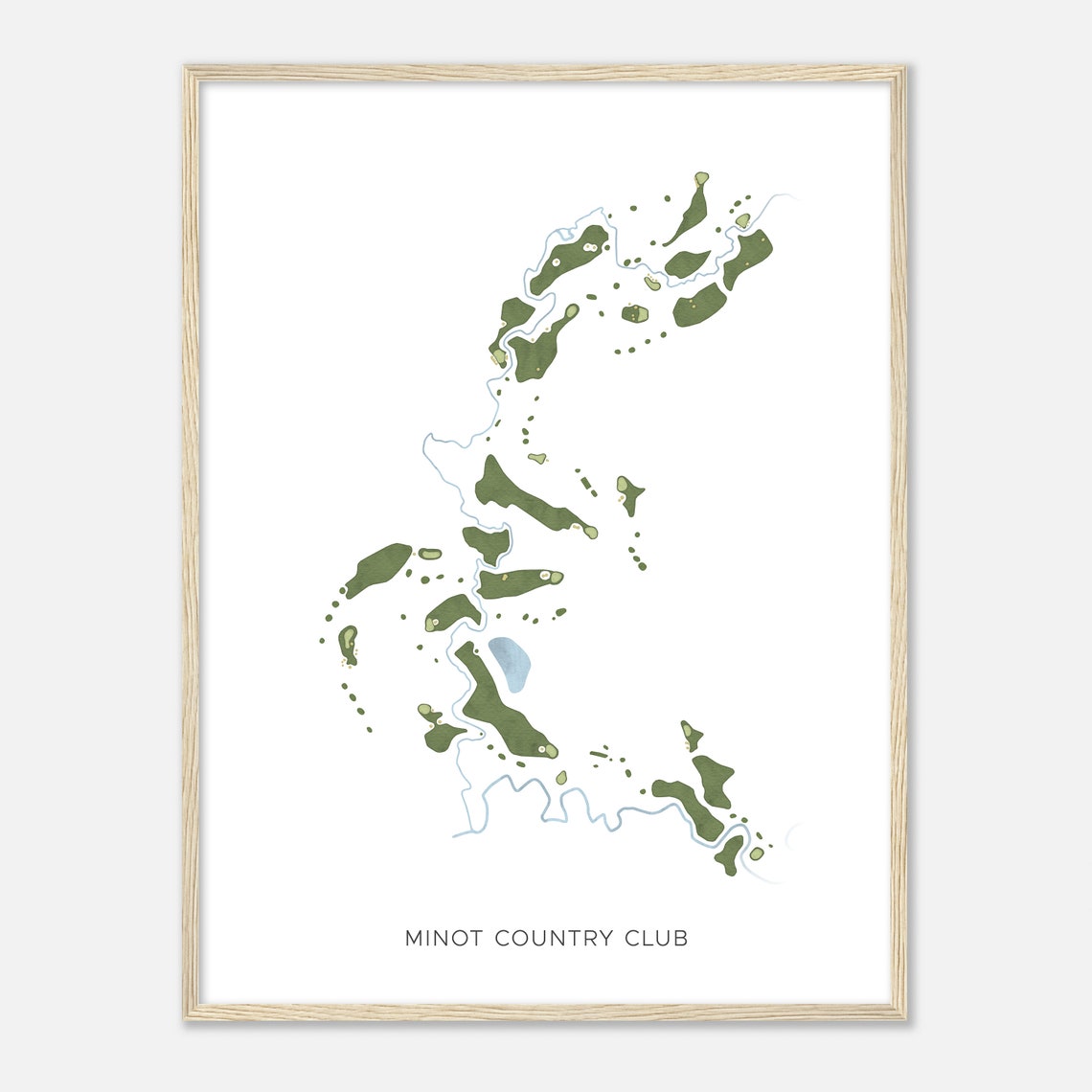 Minot Country Club North Dakota Modern Watercolor Course Map Poster - Image 2
