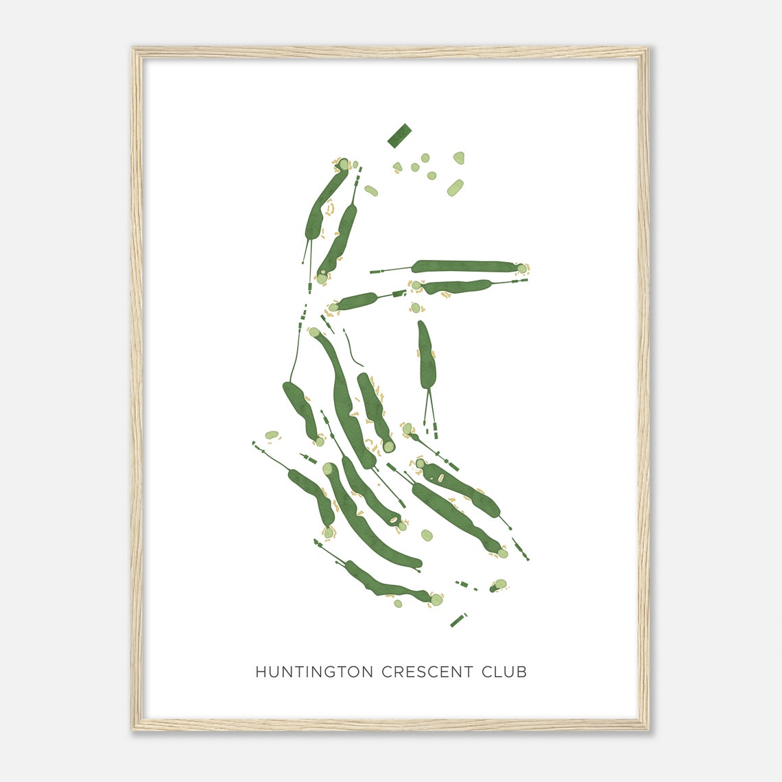 Huntington Crescent Club Modern Watercolor Golf Course Map Poster