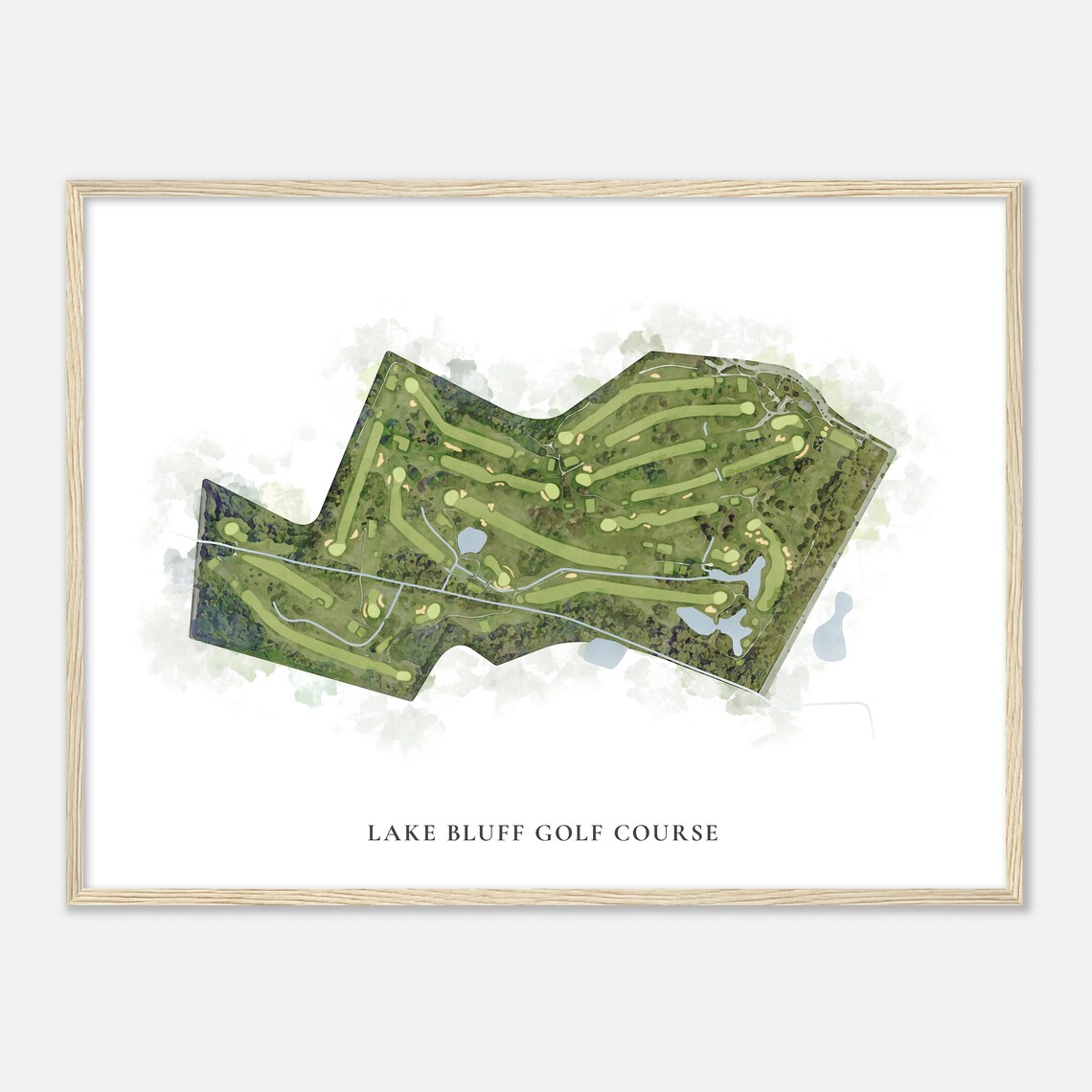 Lake Bluff Golf Course Illinois Classic Watercolor Map - Image 2
