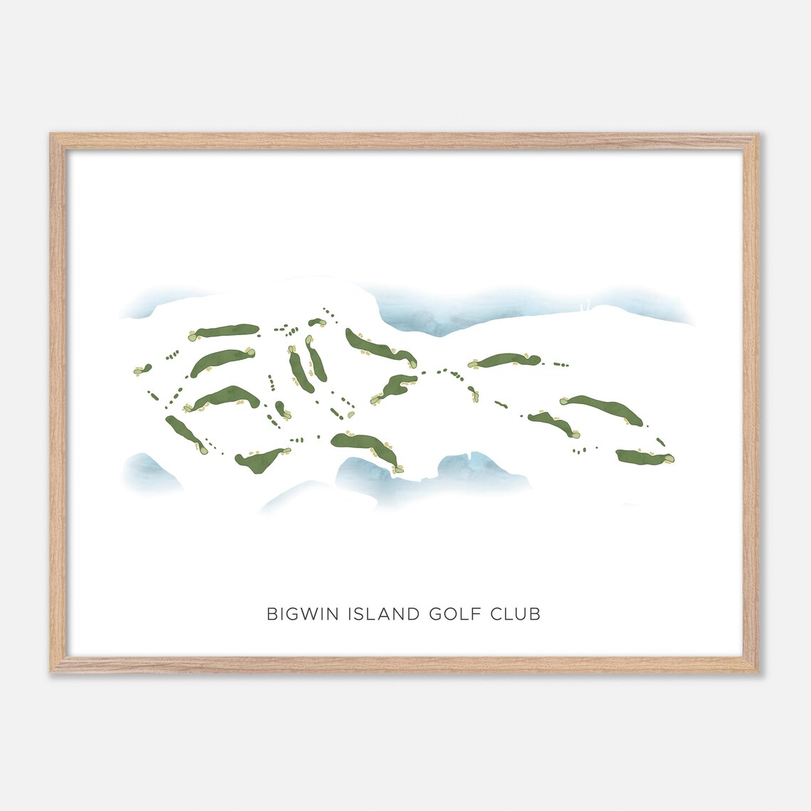 Bigwin Island Golf Club Modern Minimalist Watercolor Map Poster