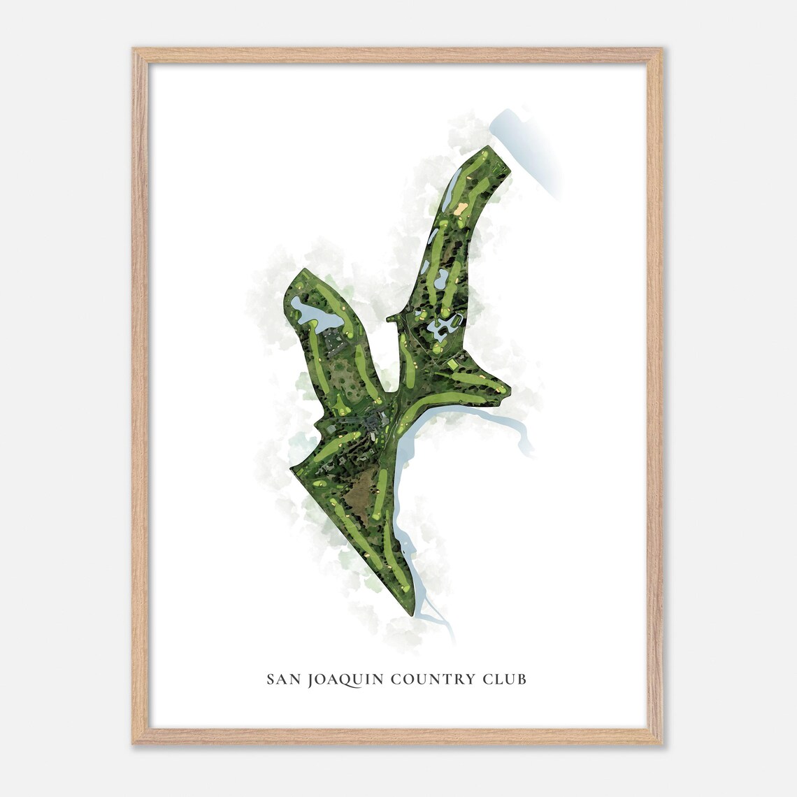 San Joaquin Country Club Fresno California Watercolor Golf Map Poster - Image 6