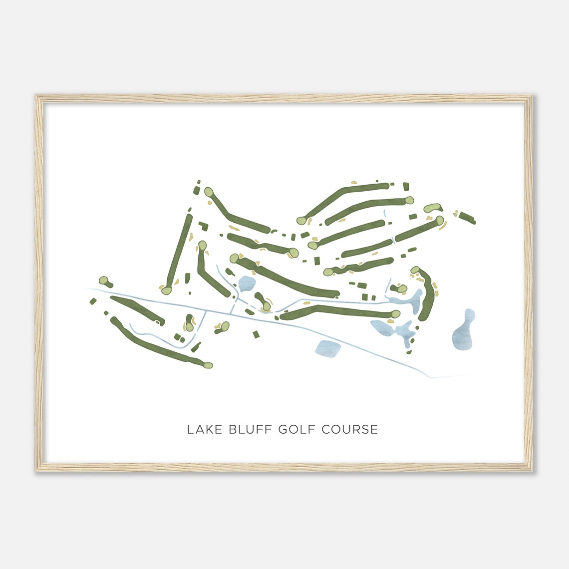 Lake Bluff Golf Course Minimalist Map With Fairways and Water Poster - Image 2