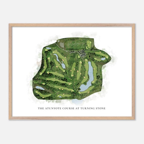 The Atunyote Course At Turning Stone In Vernon New York Classic Watercolor Map Golfer Gift Golf Wall Art Golf Poster Print
