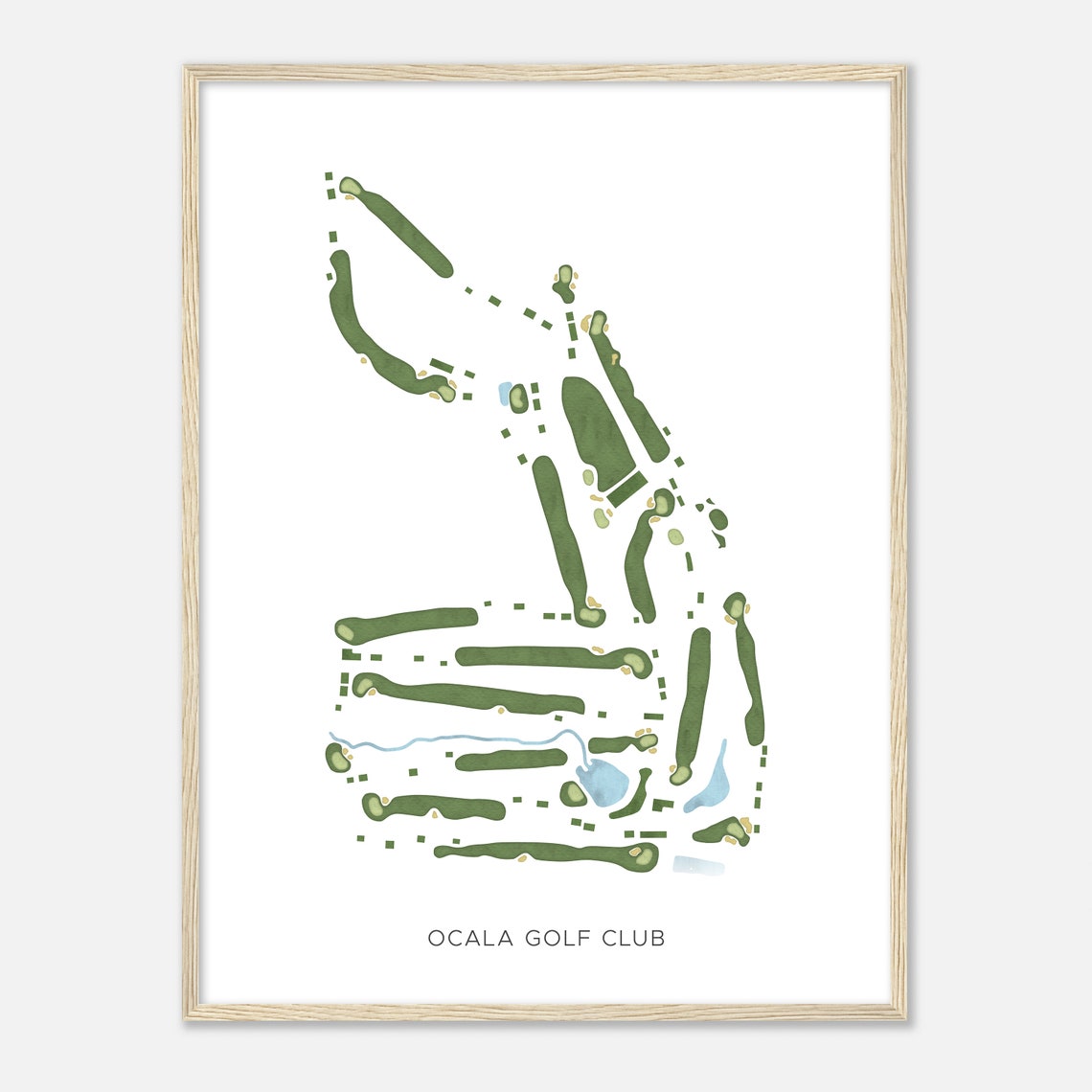 Ocala Golf Club Florida Modern Watercolor Golf Course Map Poster - Image 2