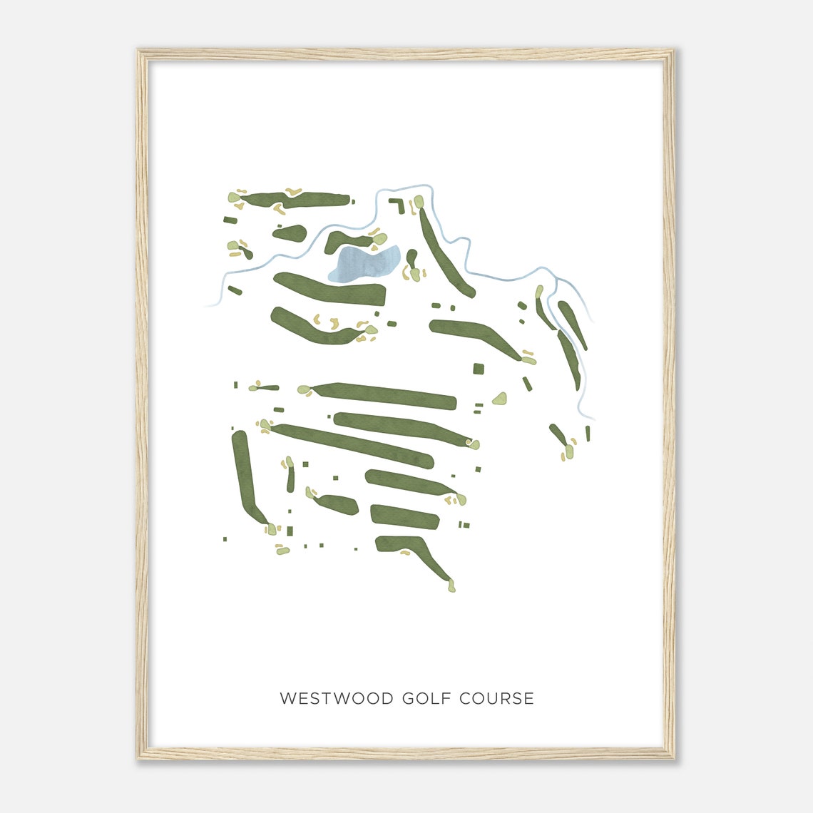 Westwood Golf Course Modern Minimalist Watercolor Map Wall Art
