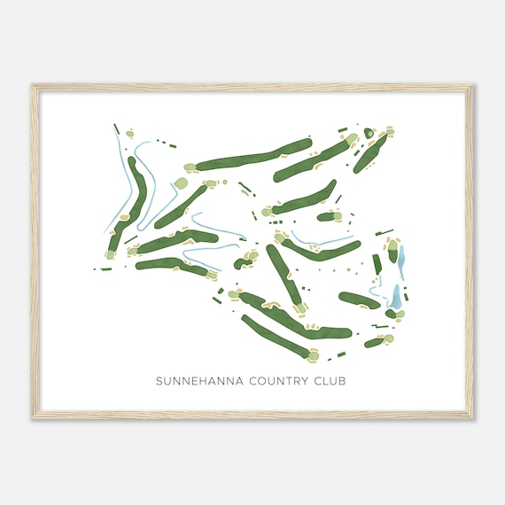 Sunnehanna Country Club Pennsylvania Modern Watercolor Map Golfer Gift Golf Wall Art Golf Poster Print Course Layout