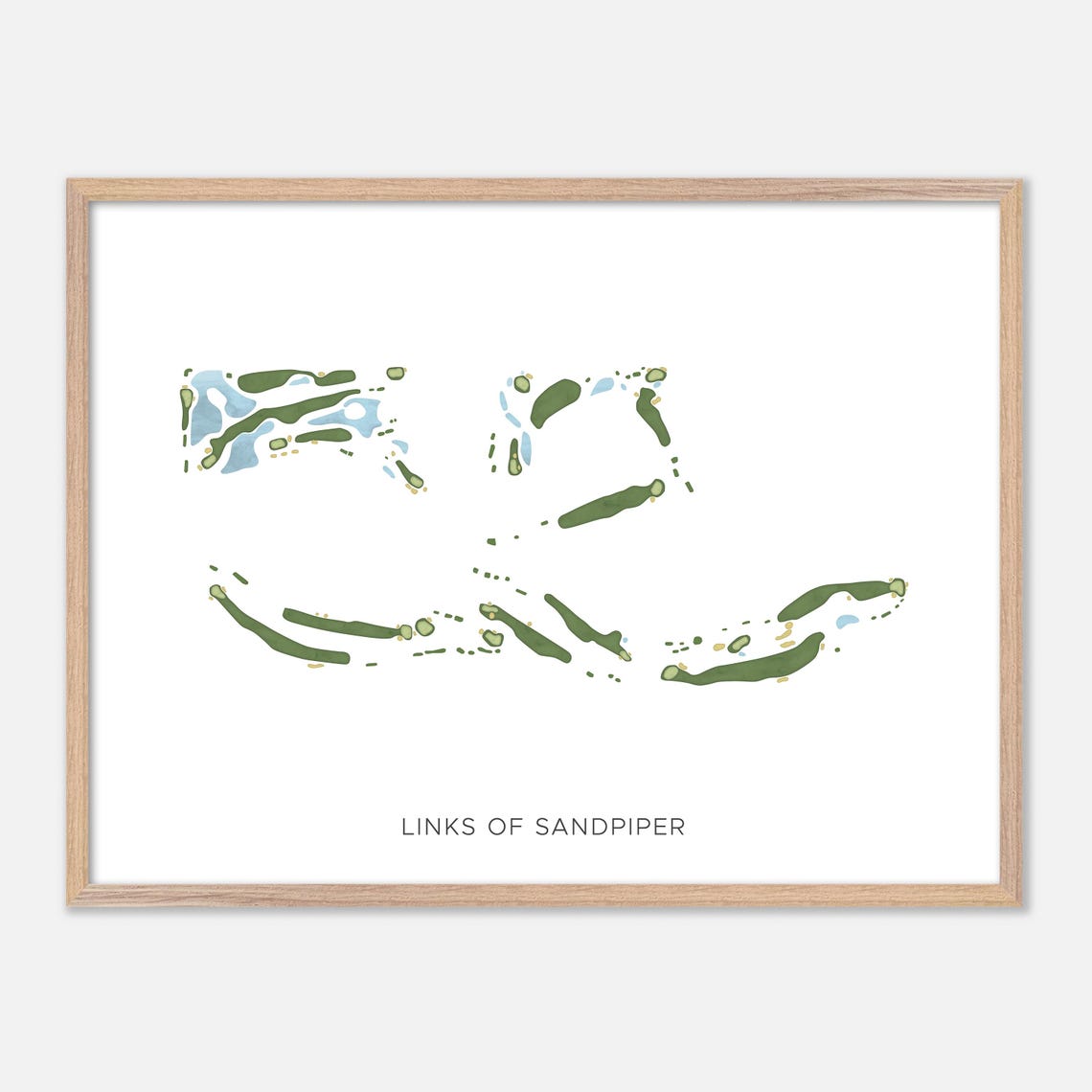 Links Of Sandpiper Minimal Line Golf Course Map Golfer Gift Poster