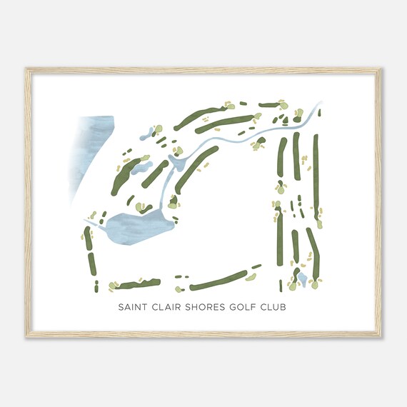 Saint Clair Shores Golf Club Michigan Modern Watercolor Map Golfer Gift Golf Wall Art Golf Poster Print Course Layout