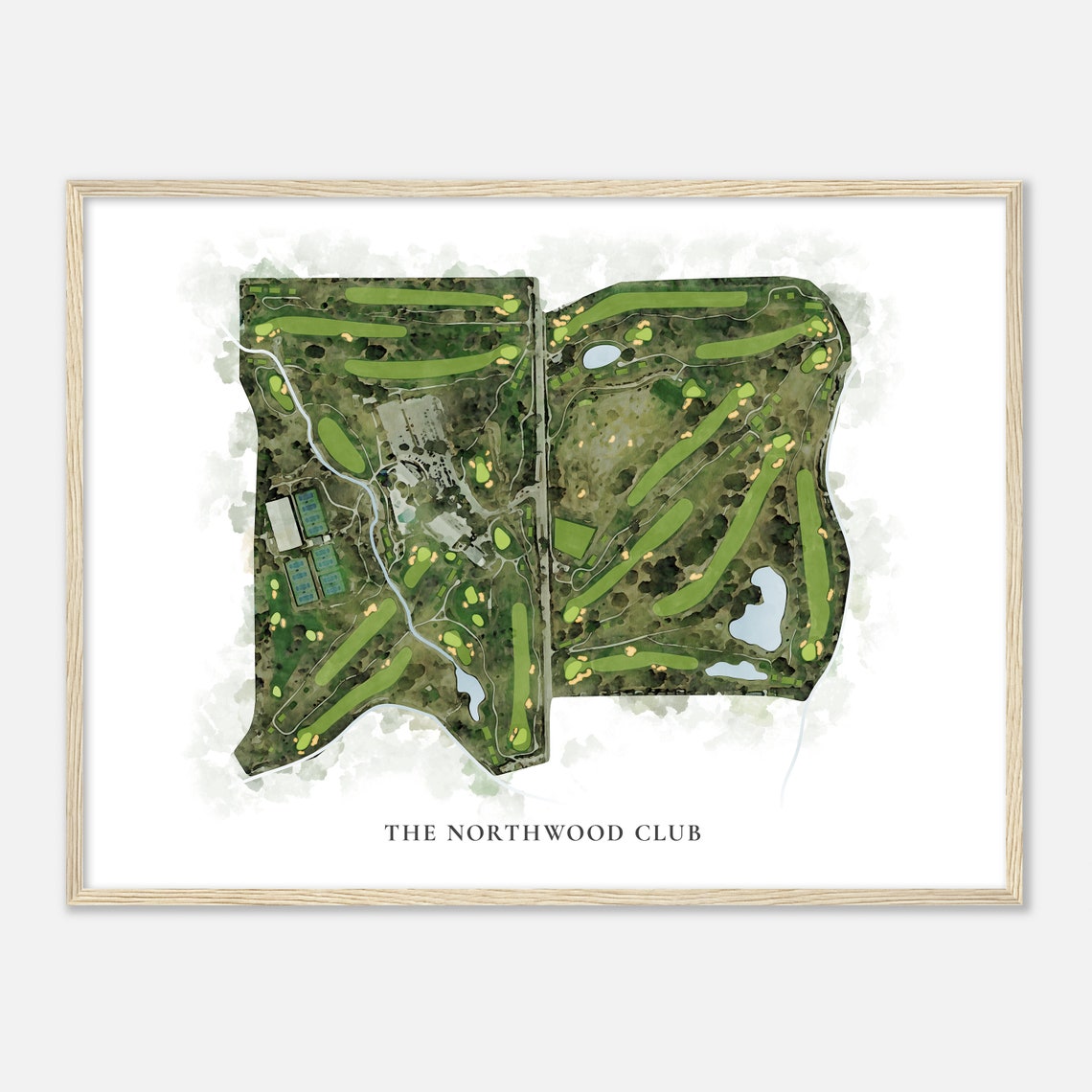 The Northwood Club Classic Watercolor Golf Course Map Poster