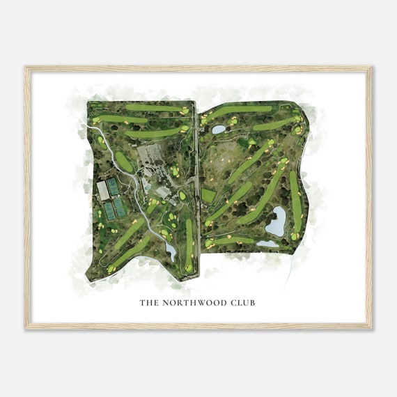The Northwood Club Texas Classic Watercolor Map Golfer Gift Golf Wall Art Golf Poster Print Course Layout