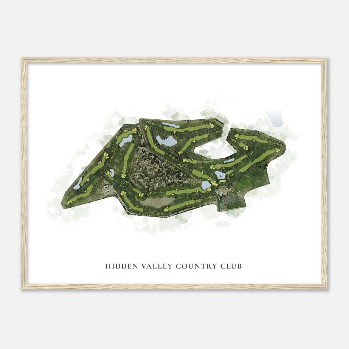 Hidden Valley Country Club Classic Watercolor Map Poster Art - Image 2