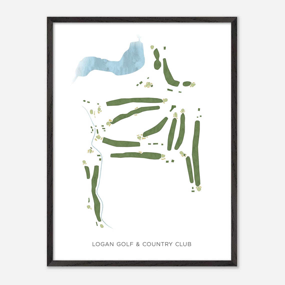 Logan Golf & Country Club Utah Modern Watercolor Course Map Poster - Image 3