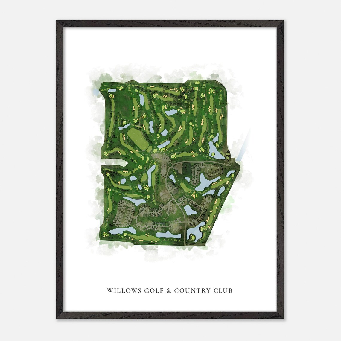 Willows Golf & Country Club Saskatoon Canada Classic Watercolor Course Map Poster - Image 2