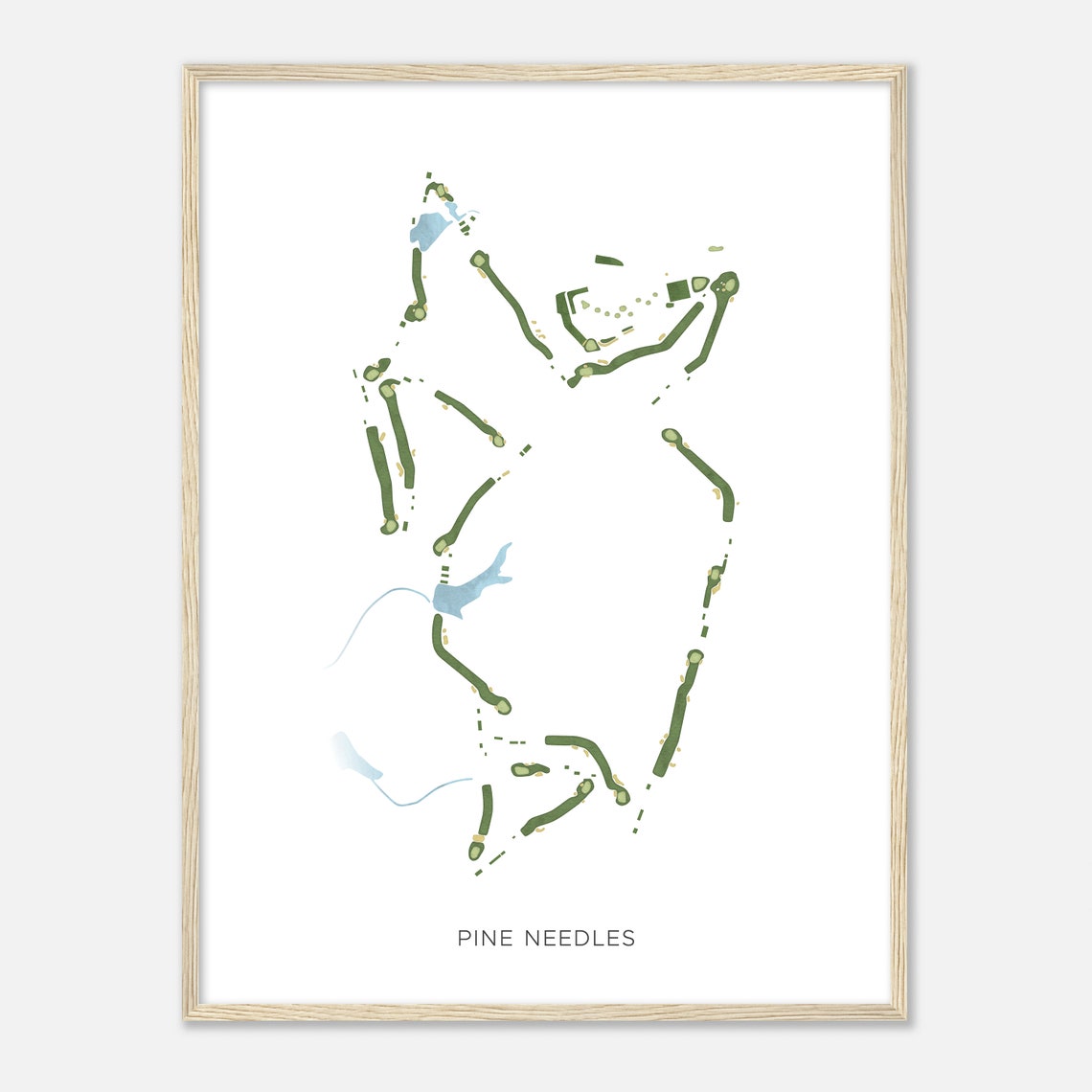 Pine Needles Beautiful Minimalist Fairway Line Map Art Poster