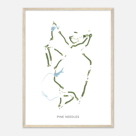 Pine Needles Beautiful Minimalist Fairway Line Map Art Poster