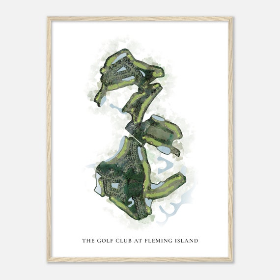 The Golf Club At Fleming Island Florida Classic Watercolor Map Golfer Gift Golf Wall Art Golf Poster Print Course Layout