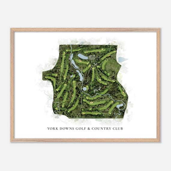 York Downs Golf Country Club In Canada Classic Watercolor Map Golfer Gift Golf Wall Art Golf Poster Print Course Layout