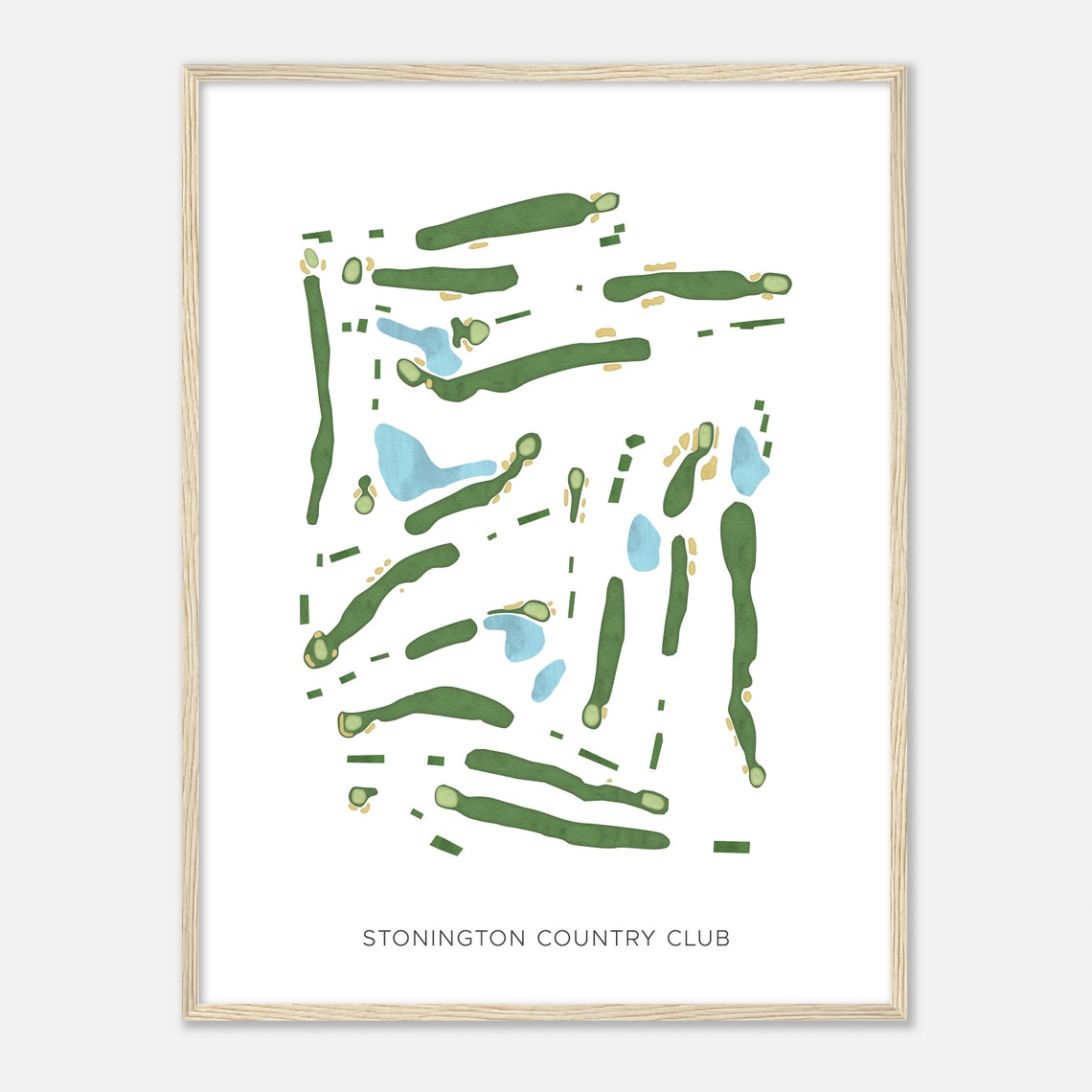 Stonington Country Club Modern Watercolor Golf Course Map Poster