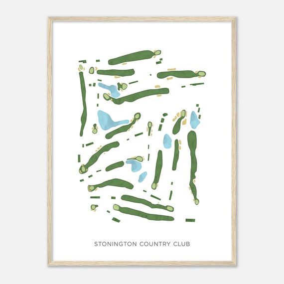 Stonington Country Club Connecticut Modern Watercolor Map Golfer Gift Golf Wall Art Golf Poster Print Course Layout
