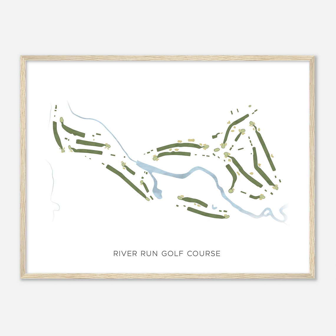 River Run Golf Course Modern Minimalist Watercolor Map Poster - Image 2
