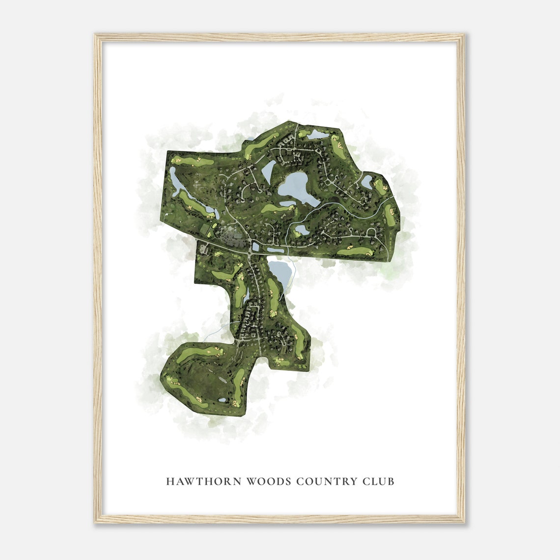 Hawthorn Woods Country Club Watercolor Fairway Map Print Golfer Gift - Image 2