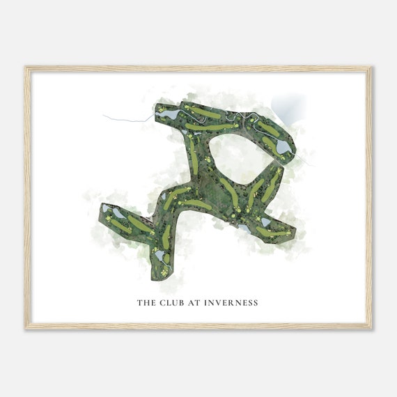 The Club At Inverness Colorado Classic Watercolor Map Golfer Gift Golf Wall Art Golf Poster Print Course Layout