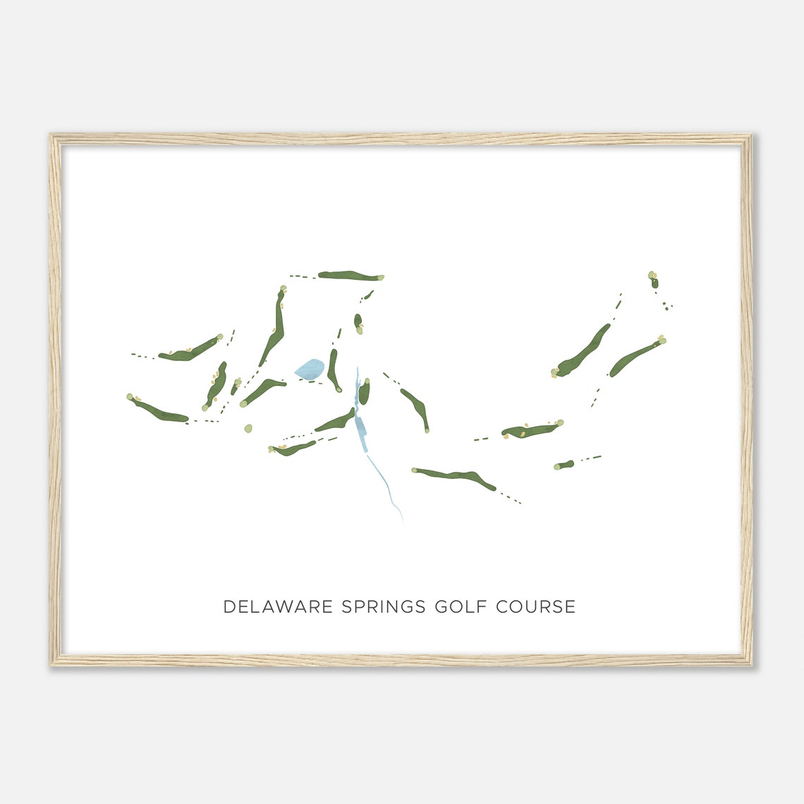 Delaware Springs Golf Course Texas Modern Watercolor Map Poster