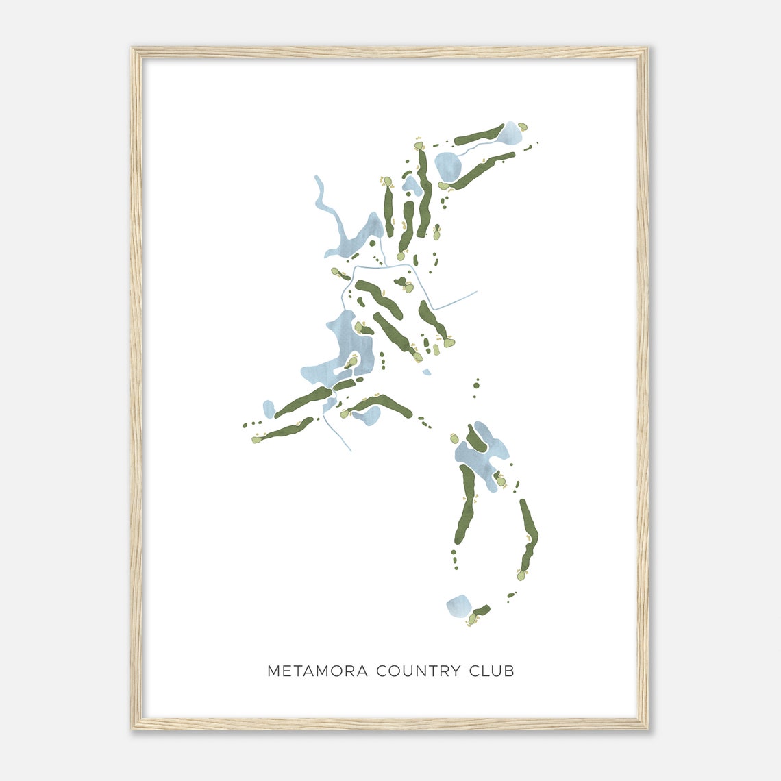 Metamora Country Club Michigan Modern Watercolor Course Map Poster