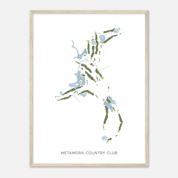 Metamora Country Club Michigan Modern Watercolor Map Golfer Gift Golf Wall Art Golf Poster Print Course Layout